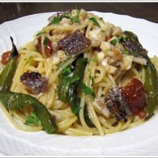 京野菜を味わう、鯛と万願寺唐辛子のスパゲッティーニ